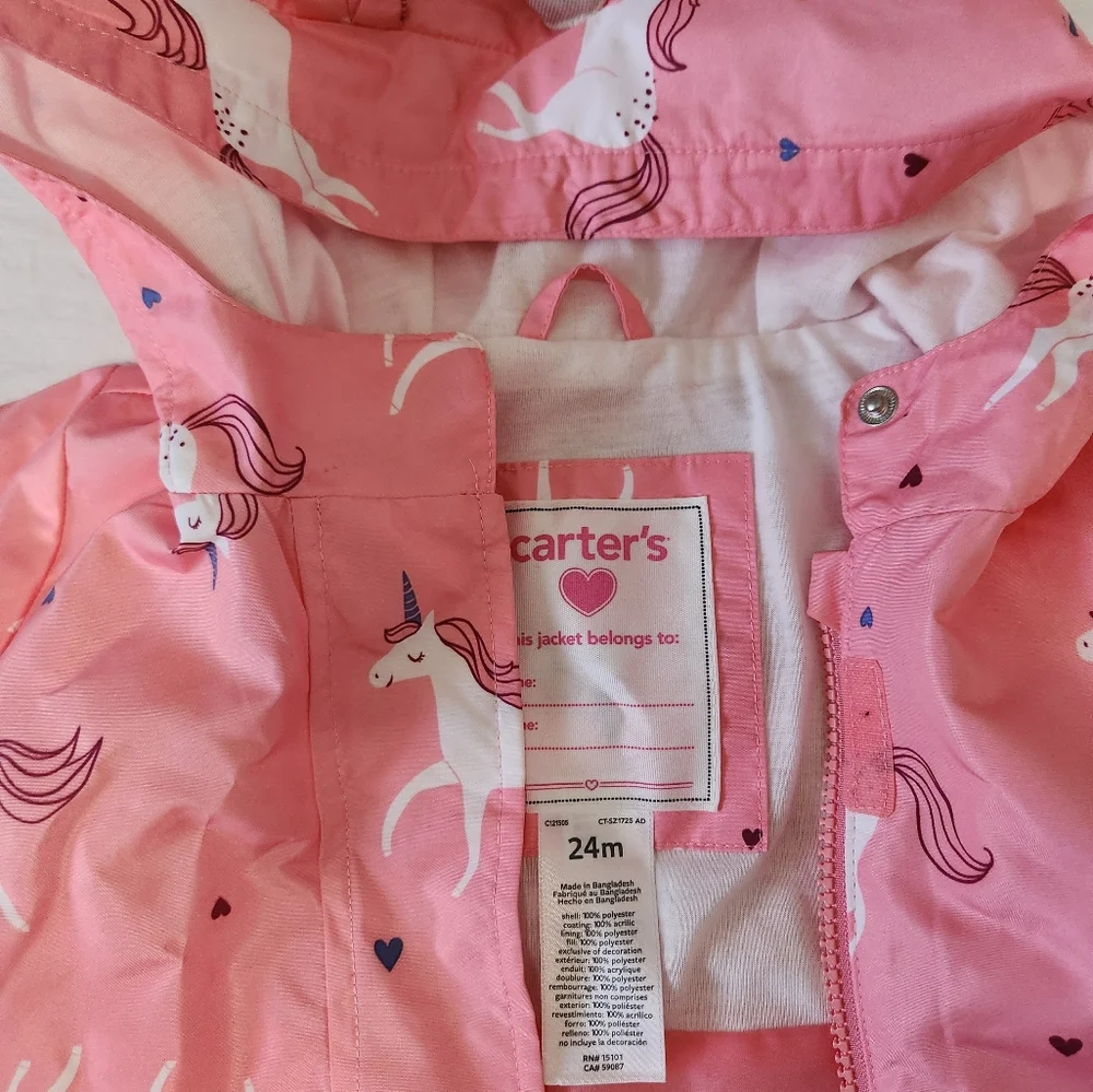 Carter's Unicorn Raincoat - Picture 2 of 4